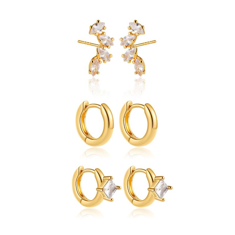 Damen-Schmuckset, modisch, schlichtes Temperament, vielseitige Persönlichkeit, hochwertige, stapelbare Ohrringe mit Zirkonia-Einlage, dreiteiliges Set_voghion.com