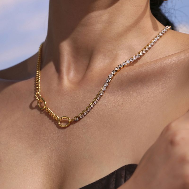 Collana a doppio strato con orso in acciaio inox e ruota panoramica per donna, gioielli da viaggio versatili e alla moda, unici_voghion.com