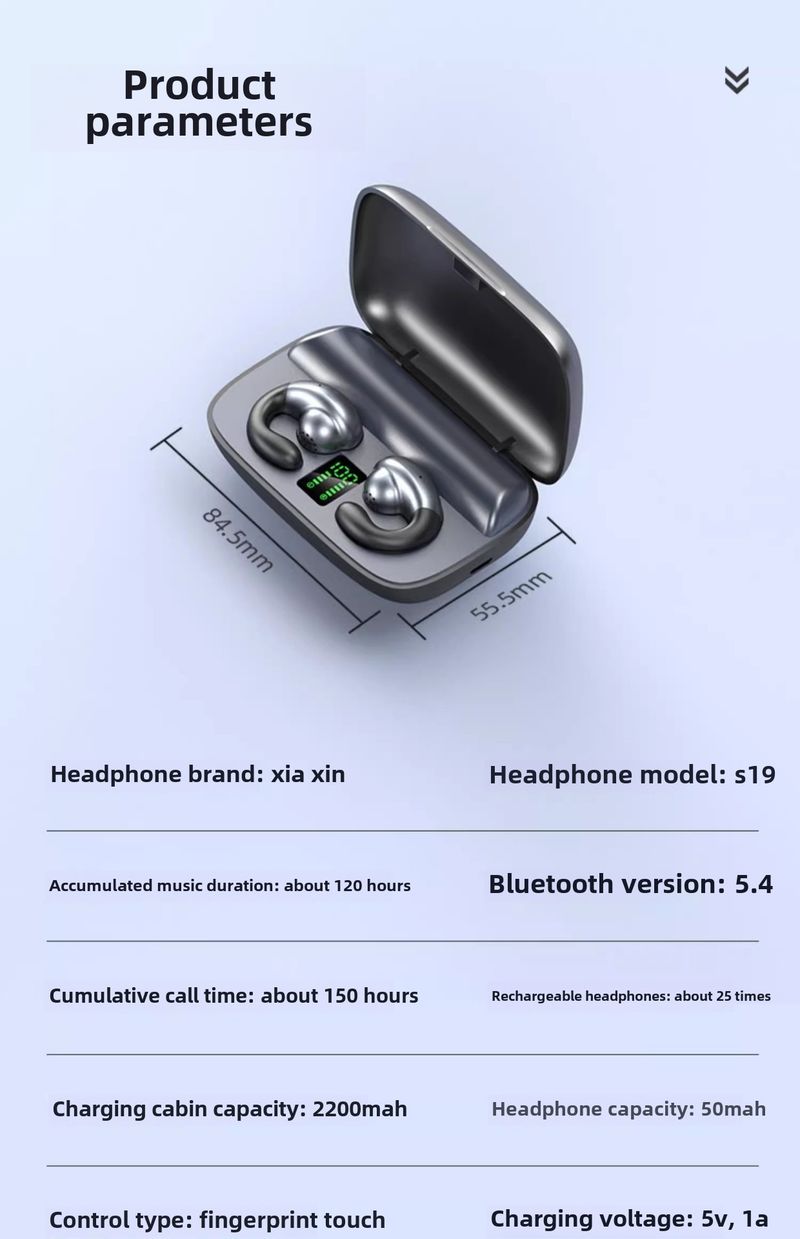 Auricolare Bluetooth con clip auricolare con funzione di ricarica, la carica residua del display, è possibile chiamare l'assistente iPhone Siri_voghion.com
