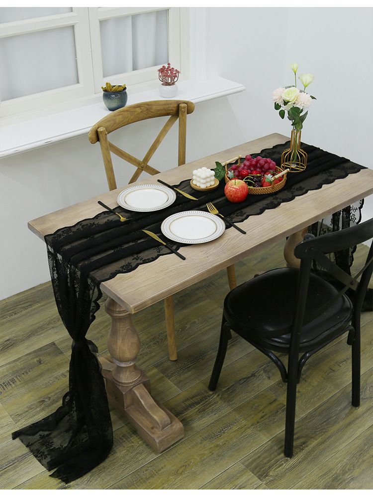 White Lace Table Runner Set - Elegant Cover For Coffee Table TV Stand Dresser & Shoe Cabinet_voghion.com