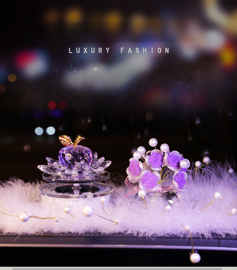 Solar Rotating Crystal Lotus Parfum Sedež Dekoracija Notranjost Avtomobila Ženska Elegantna Sredinska Konzola_voghion.com