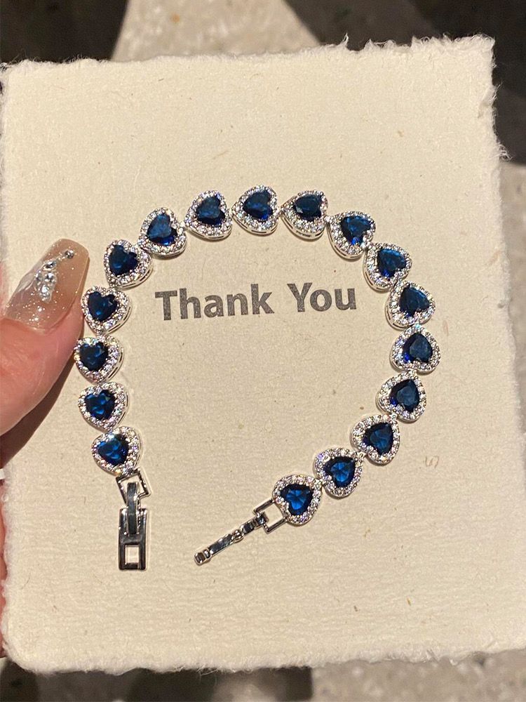 Pulseira super brilhante de zircônia azul com diamantes e design elegante e luxuoso do Palácio Francês!_voghion.com