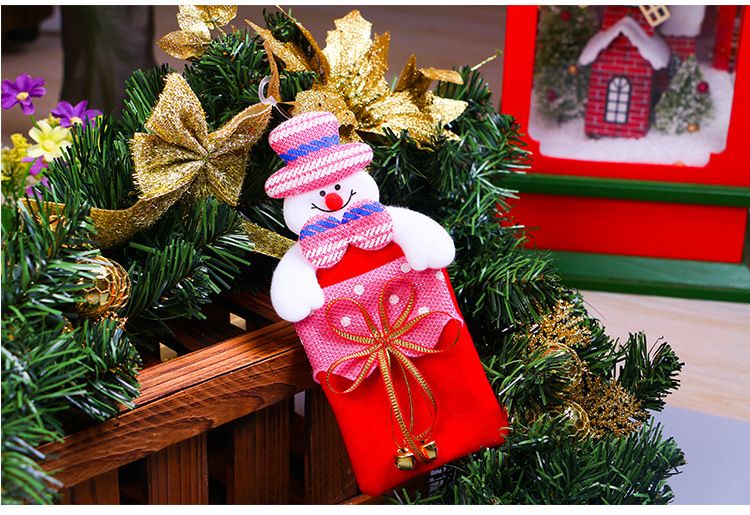 Adornos navideños Árbol de Navidad para niños Colgante Lazo con campana Almacenamiento Regalos Bolsa de regalo Suministros_voghion.com