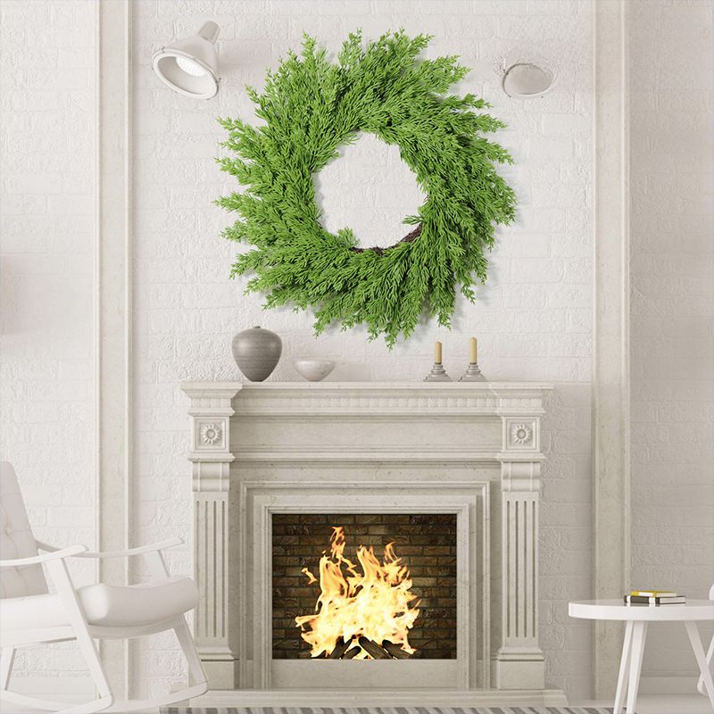 Meihui Christmas Green Pine Needle Wreath 50CM20 inch Christmas Wreath Natural Rattan Wreath Holiday Front Door Decoration Wall Decoration_voghion.com