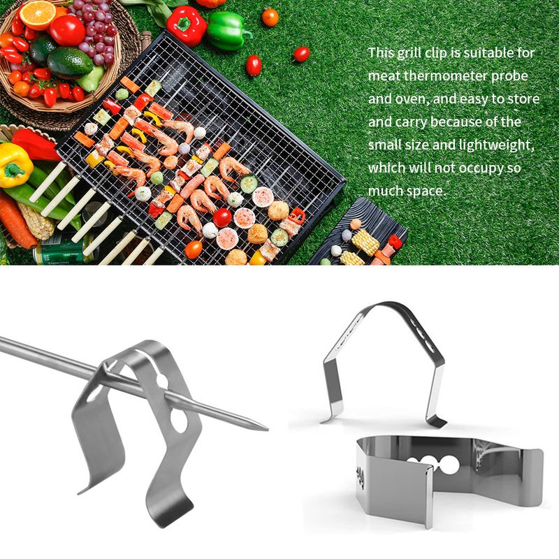 6gab bārbekjū termometra zondes turētāji nerūsējošā tērauda BBQ grila klipi piknika temperatūras mērīšanas zondes kronšteini_voghion.com