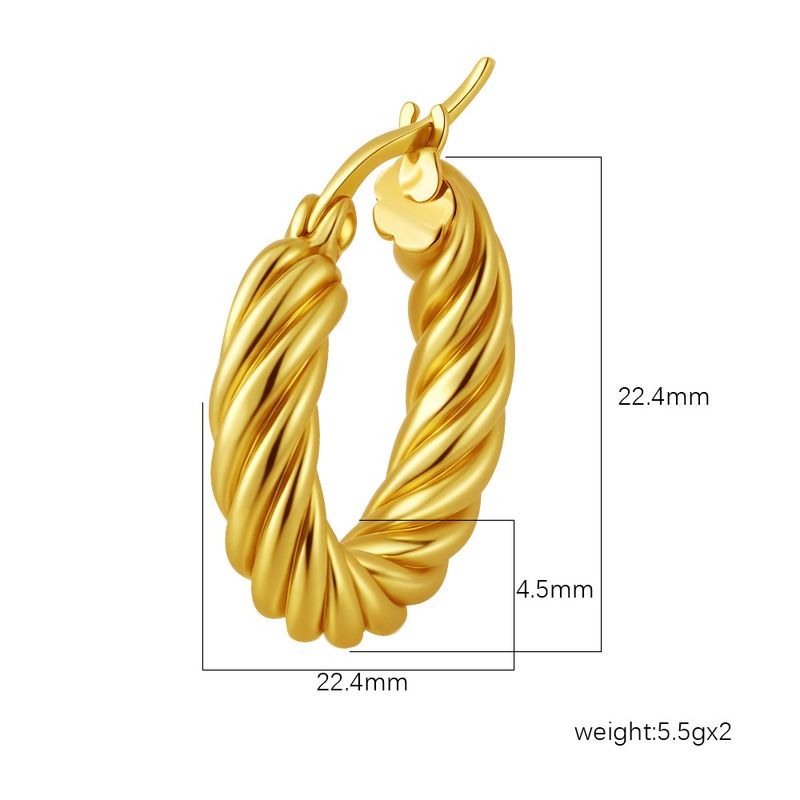 Orecchini intrecciati in acciaio inossidabile con fornitura diretta transfrontaliera per donna, orecchini a cerchio rotondi leggeri placcati, alla moda_voghion.com