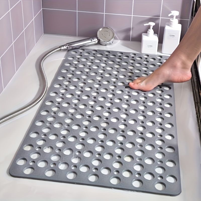 Tappetino da bagno antiscivolo con ventose, ad asciugatura rapida, con anelli massaggianti, ideale per bagni di casa e hotel, 42x74 cm, grigio 144_voghion.com