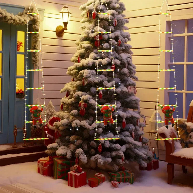 Luci a corda con scala di Babbo Natale da 1/3 m, USB, 8 modalità, lampada a LED, decorazione natalizia per giardino, albero di Natale, regalo di Capodanno_voghion.com