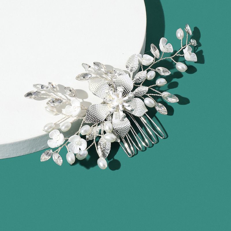 Gioielli da donna, tiara da sposa, pettine per capelli con perle da sposa, gioielli da sposa con conchiglia a forma di fiore in lega_voghion.com