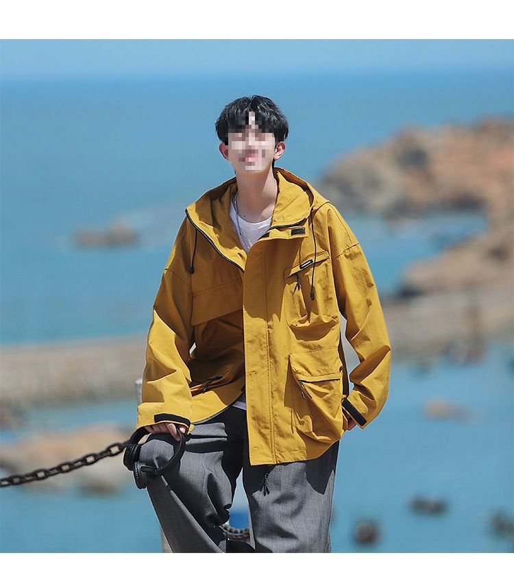 Military green mountain style functional assault suit men's spring hooded windproond waterproof vintage work jacket_voghion.com