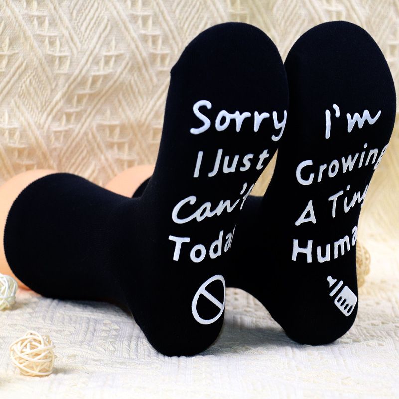 Mittelhohe Socken mit Buchstabensohle, rutschfeste selbstklebende Bodensocken, lässige Sportsocken_voghion.com