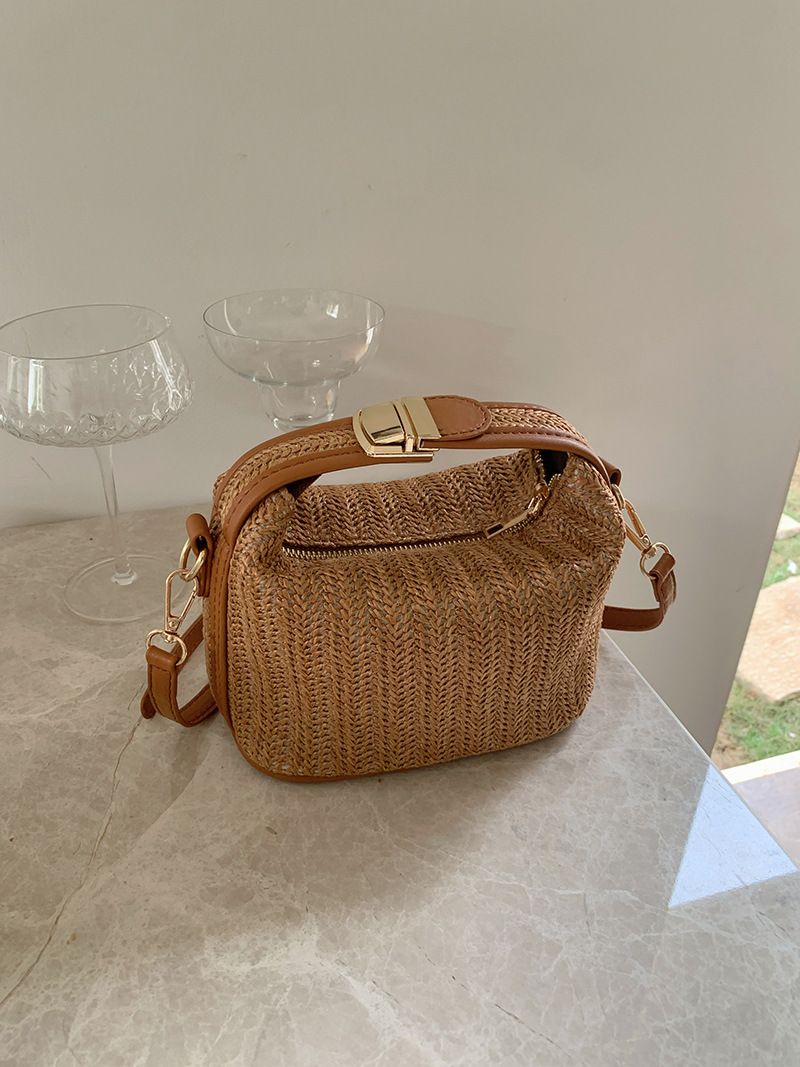 Korea Dongdaemun szalmabőrből készült kis táska, lezser női táska, kézi válltáska, crossbody táska, 2024 nyár, új stílus_voghion.com