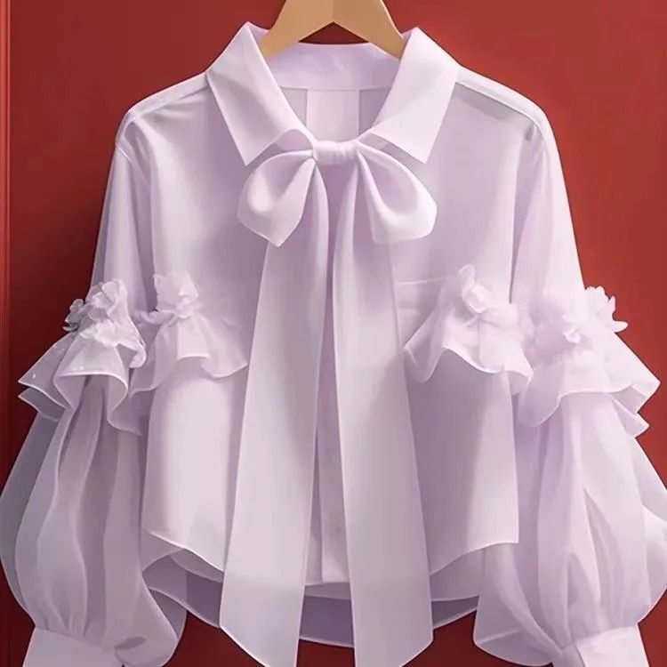 Damenbekleidung Frühherbst neue Oberteile für Damen im einzigartigen, schönen grünen Laternen-Langarmhemd_voghion.com