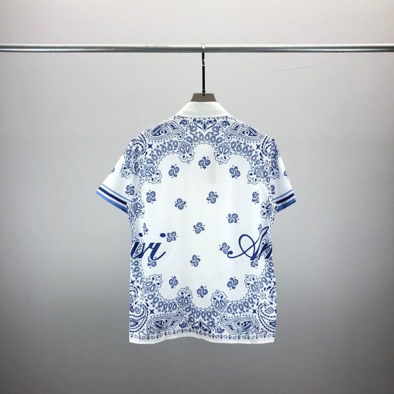 Fashionable AM short sleeved shirt set with starry sky letters printed all over letters, unisex cardigan_voghion.com