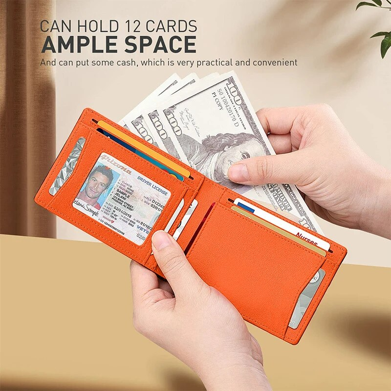 Rfid Carbon Fiber Leather Airtag Wallets Credit Card Holder Air Tag Purse Black Minimalist Wallet For Men_voghion.com