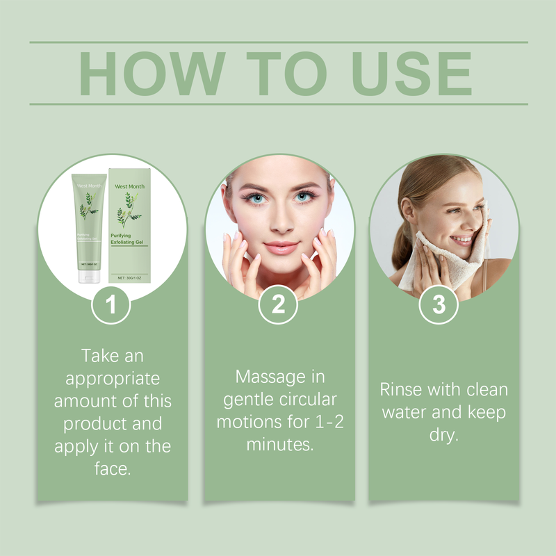 West&Month Purifying Exfoliating Gel Improves Dull Dryness Deeply Cleans Pores Brightening Skin Firming_voghion.com