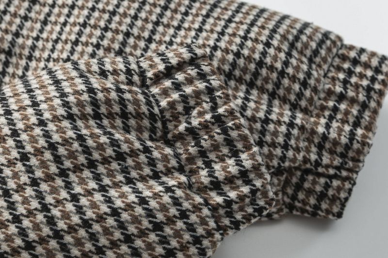 Piumino retrò pied de poule – Piumino d'anatra 550FP (unisex, collo alto, resistente a -20°C, fodera antistatica, M-XXL)_voghion.com