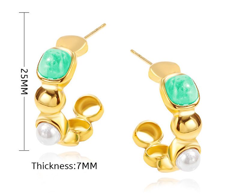 Orecchini da donna con perle e agata a forma di C, in acciaio al titanio, di alta qualità, dal design con senso della personalità, popolari orecchini in acciaio inossidabile._voghion.com