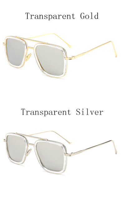 Tony Stark Robert Downey Män Kvinnor Solglasögon Märkesdesign Fyrkantiga Transparenta linser Solglasögon Mode Vintage Man Glasögon_voghion.com