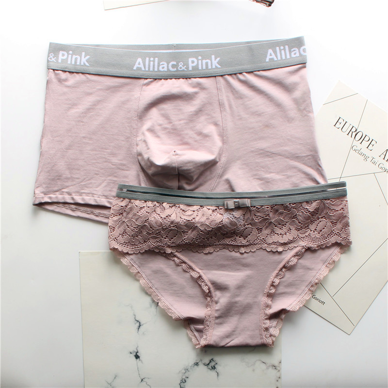 New2024 New cotton couple underwear with men's flat angle women's triangle lace for comfort and breathability _voghion.com