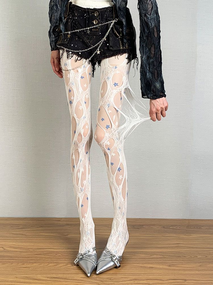 Antike, Licht, niedrige Sättigung, Sternstapelung, Lochbrechen, Fischernetz, Nische, Y2K, würziges Mädchen, süß und lustvoll,_voghion.com