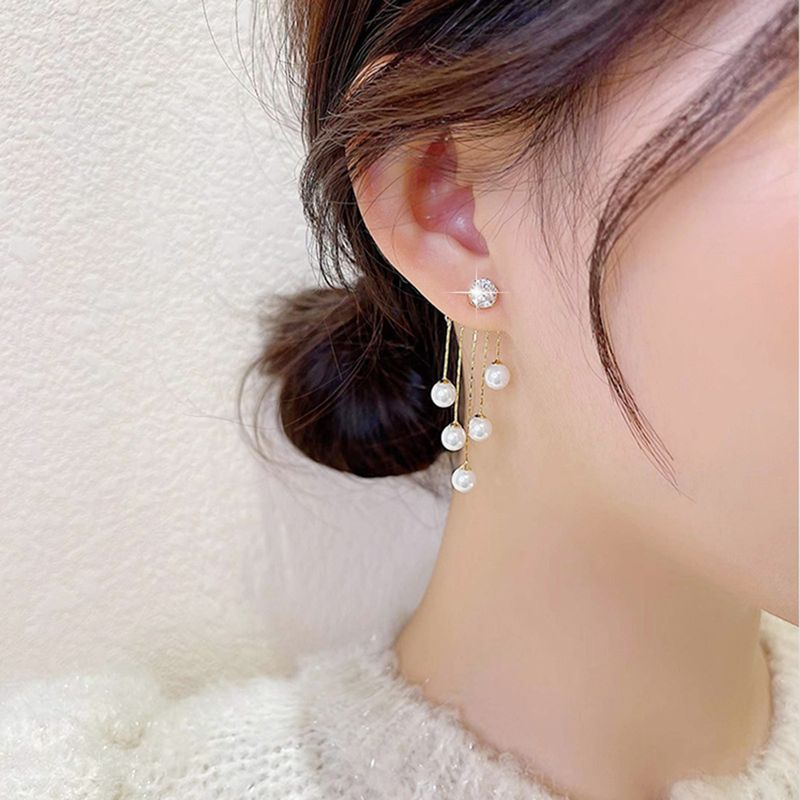 Yamaler 1 Paar baumelnde Perlen Quasten Schmuck Ohrstecker für Hochzeit_voghion.com
