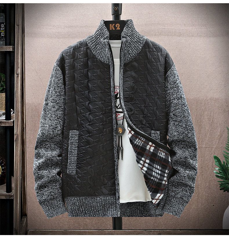 Veste pull décontractée à col montant et fermeture éclair pour homme, doublée en polaire – Pull d'hiver chaud, coupe décontractée, plusieurs coloris et tailles_voghion.com