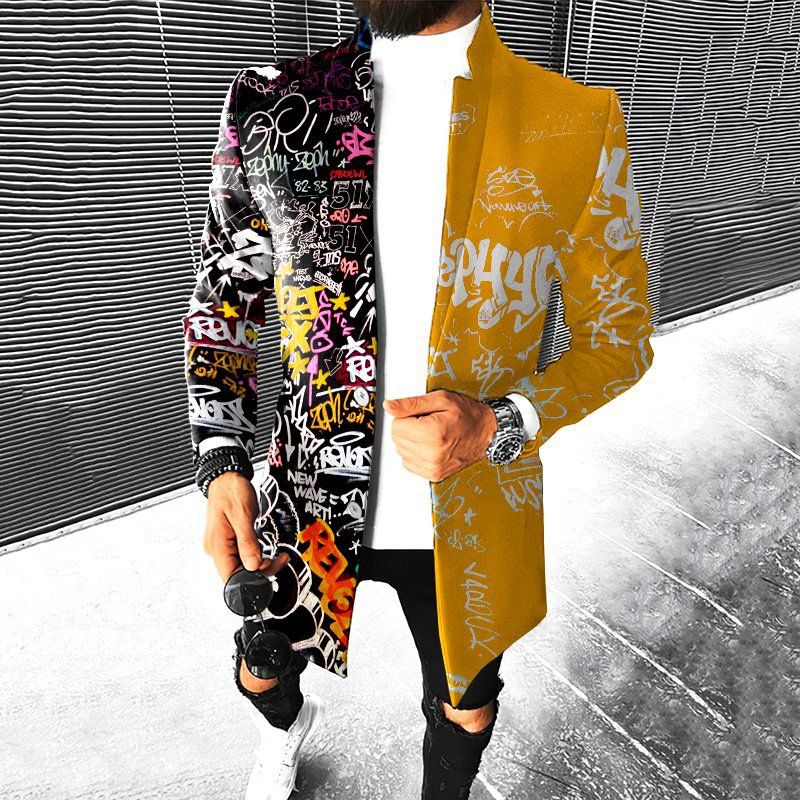Autumn Winter New Men's Gradient Mid-Length Wool Coat For Men_voghion.com