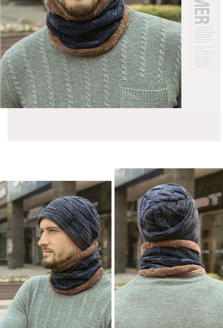Fashionable And Versatile Pullover Hat Scarf Set With Thick Woolen Yarn European And American Autumn East Knitted Hat_voghion.com