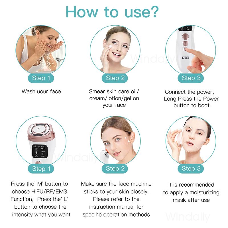Minimáquina Hifu 3 en 1, dispositivo de belleza facial con ultrasonido RF EMS, reafirmante de rostro y cuello, rejuvenecimiento de la piel, producto para el cuidado de la piel_voghion.com
