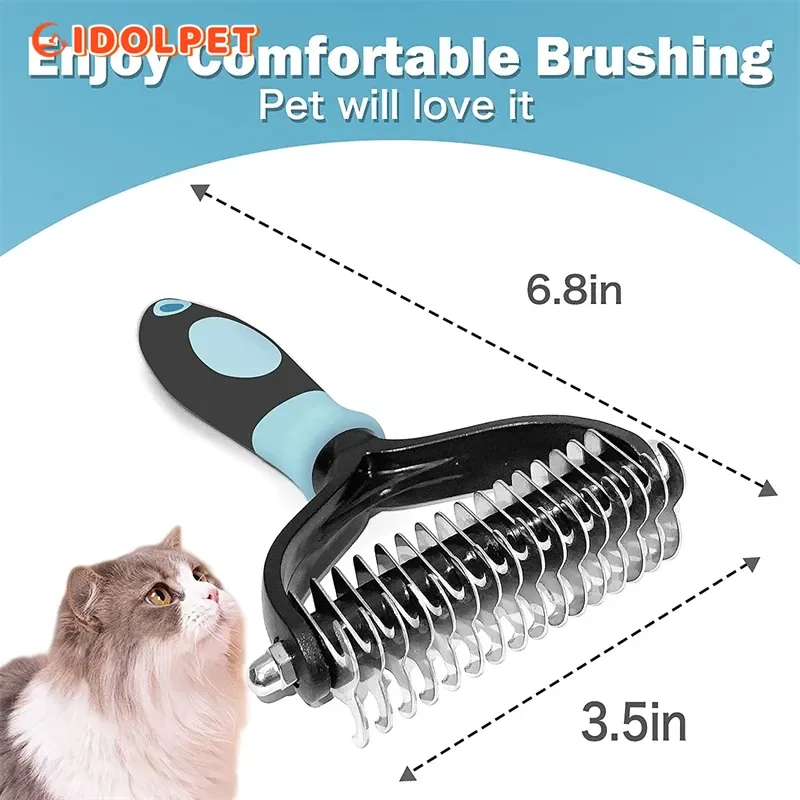 Double-sided Stainless Steel Dog Brush By PawParty Store_voghion.com