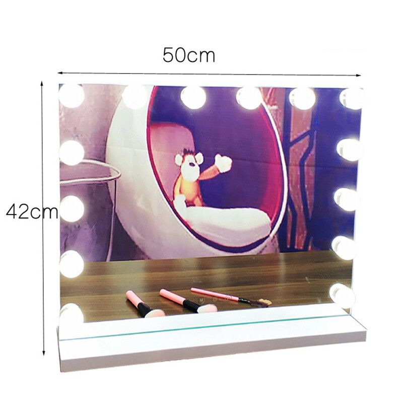 YAMISSI Hollywood Large Makeup Mirror LED Light Up Mirror W/ 14 LED Lights White_voghion.com