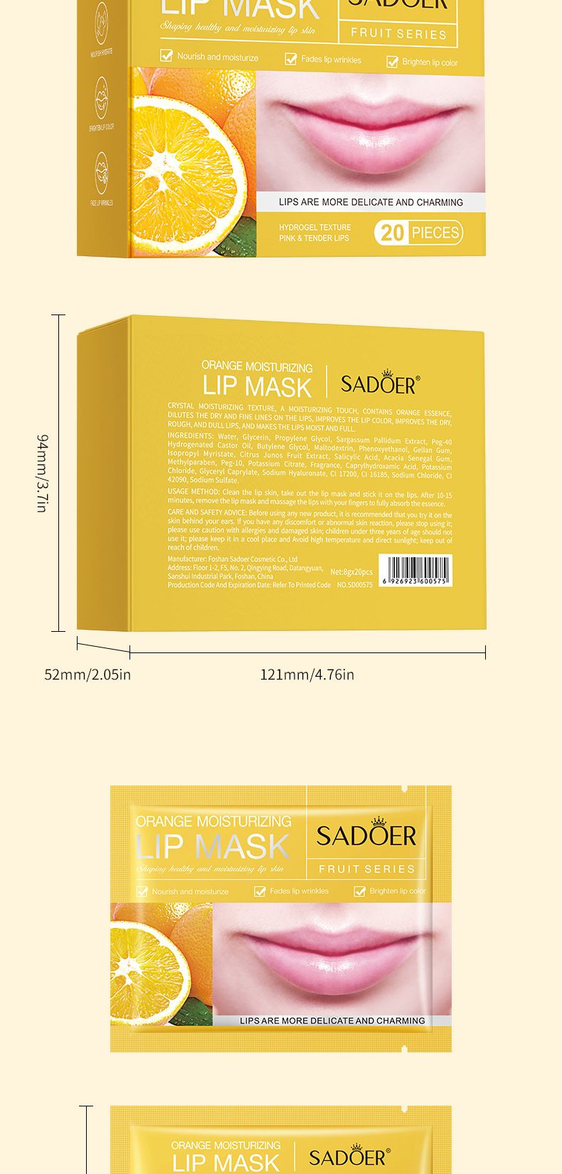 Full English Orange Moisturizing SADOER Hydrating Lips Anti-Chap Lip Mask_voghion.com