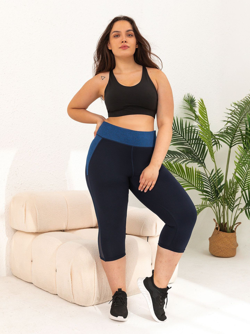 Ženske športne hlače za debelejše dekleta z visokim pasom, hitro sušeče, tričetrtinske hlače za jogo, oprijete, raztegljive in udobne fitnes hlače_voghion.com