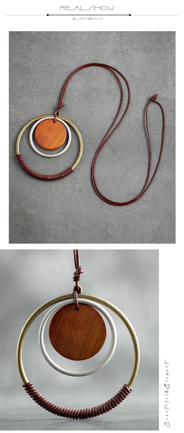 Mode Houten & Hangers Vrouwen Ronde Cirkelvormige Cirkel Boheemse Kettingen Vintage Statement Mode Sieraden Voor Feest Cadeaus_voghion.com