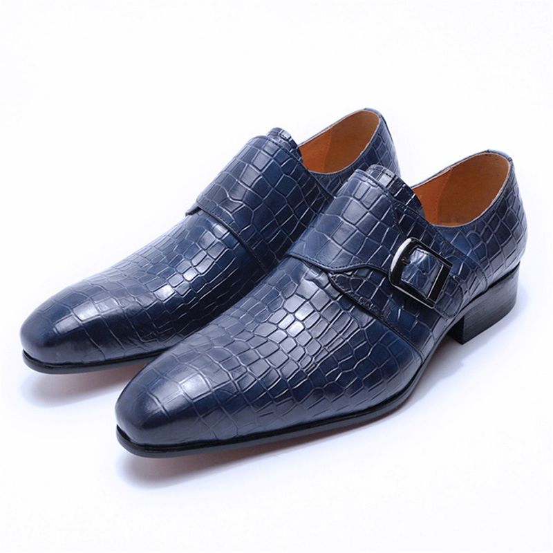 social Presentation Buckle Le Fu Shoe Toe Layer Cowhide Low Heel Formal Business Men's Leather Shoes_voghion.com