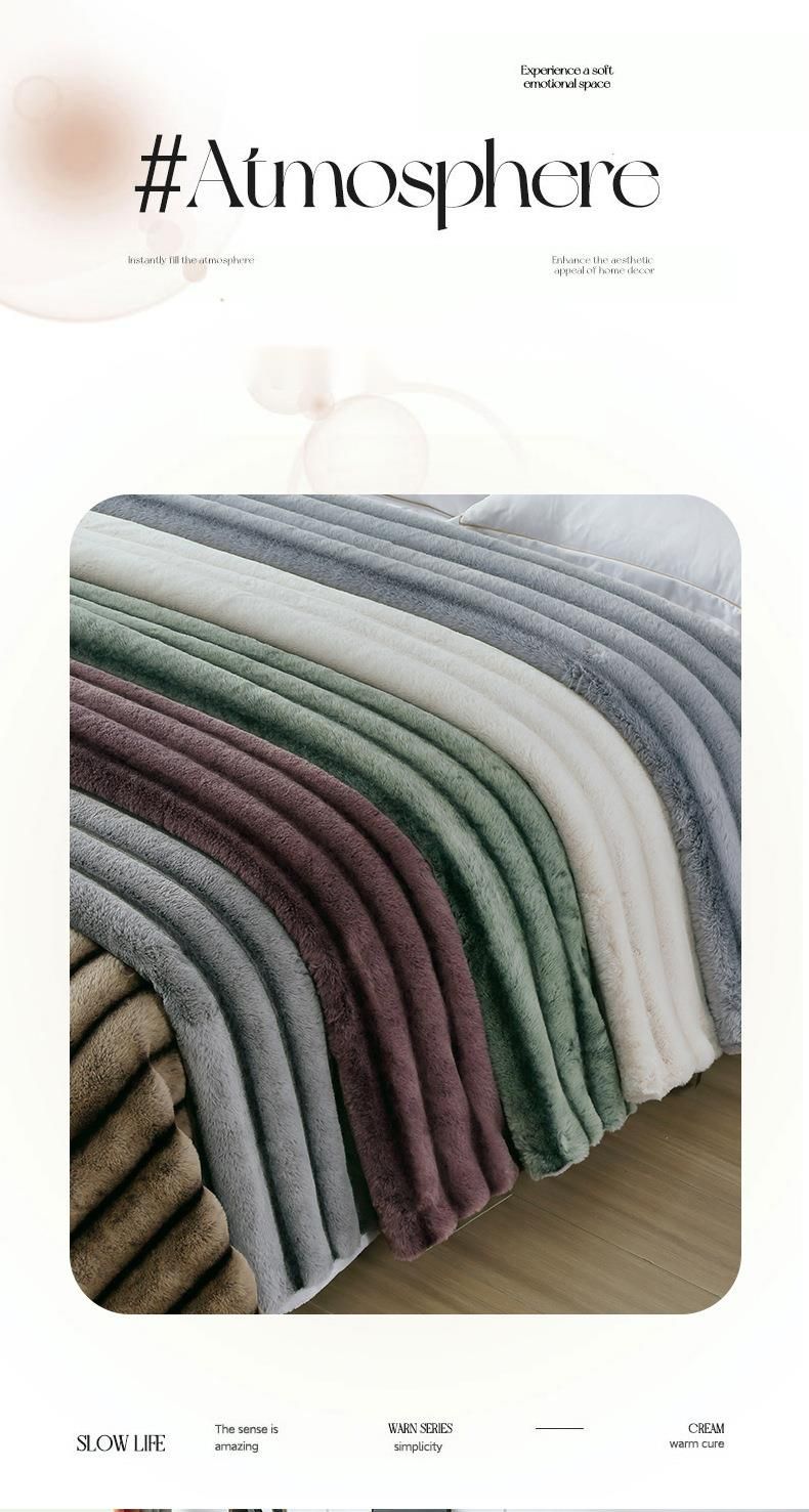 2025 Coperta copripiumino per una o due persone, in pile di coniglio double face, in pelliccia di rex stampata sul retro, spessa e calda, in melad_voghion.com