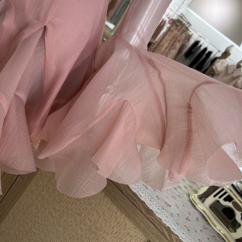 Damenbekleidung Nische Flower Fairy Bud Buttoned Slim Dress Sweet Salt Einzigartiges Design Einfarbig Kurz_voghion.com