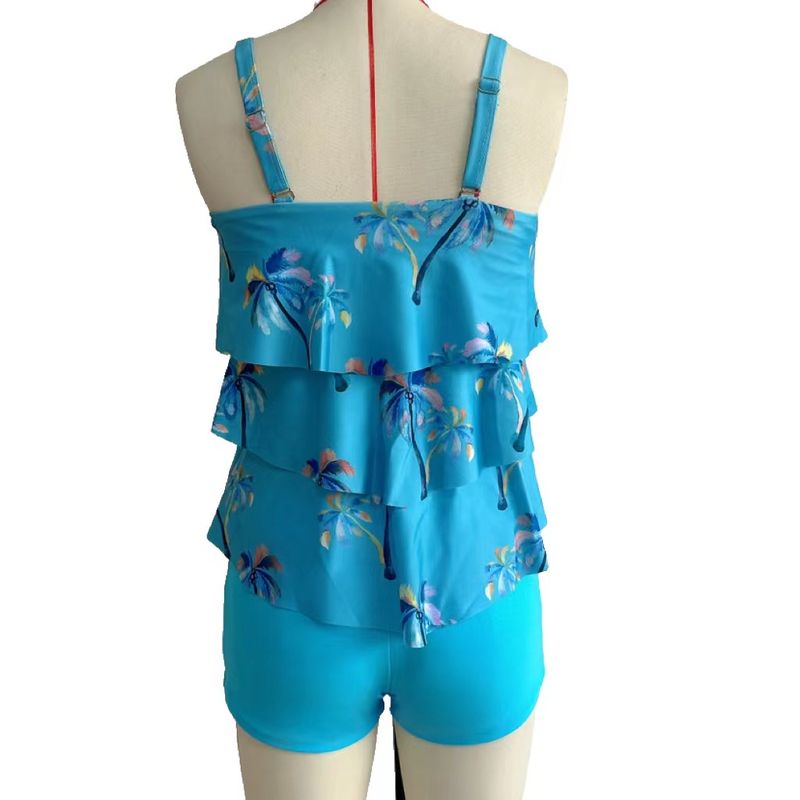Maiô comercial de roupas femininas com babados, maiô conservador, cueca boxer, maiô tankini, tamanho grande, cor gradiente_voghion.com