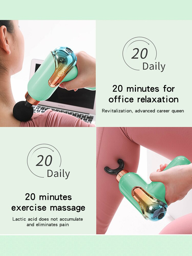 LCD Intelligente Frequenzsteuerung Mini Faszienpistole Weiß Mini Tragbares USB-Körpermassagegerät Elektrische Halsmembranpistole_voghion.com