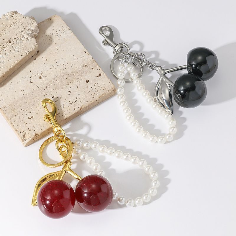New Personalized Resin Cherry Pearl Keychain Pendant_voghion.com