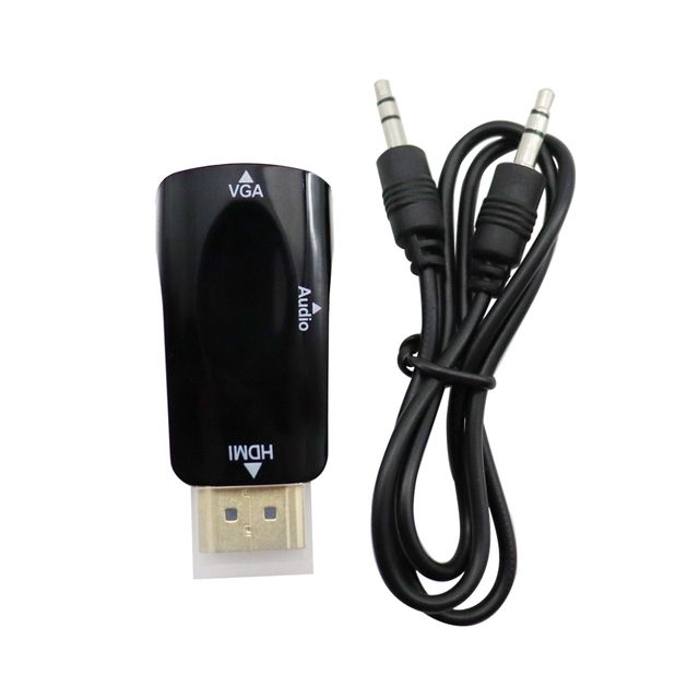 Adaptador de áudio compatível com HDMI para VGA fêmea, conversor de cabo FHD 1080P 720P 480P para PC, laptop, TV, caixa, computador, projetor_voghion.com