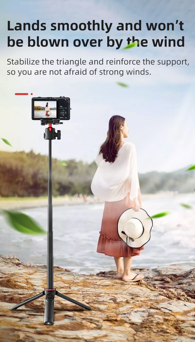 Music Festival Portable Fleksibel 90CM ultra-stabilt landingsskjelett teleskopisk håndholdt integrert live selfie stick_voghion.com