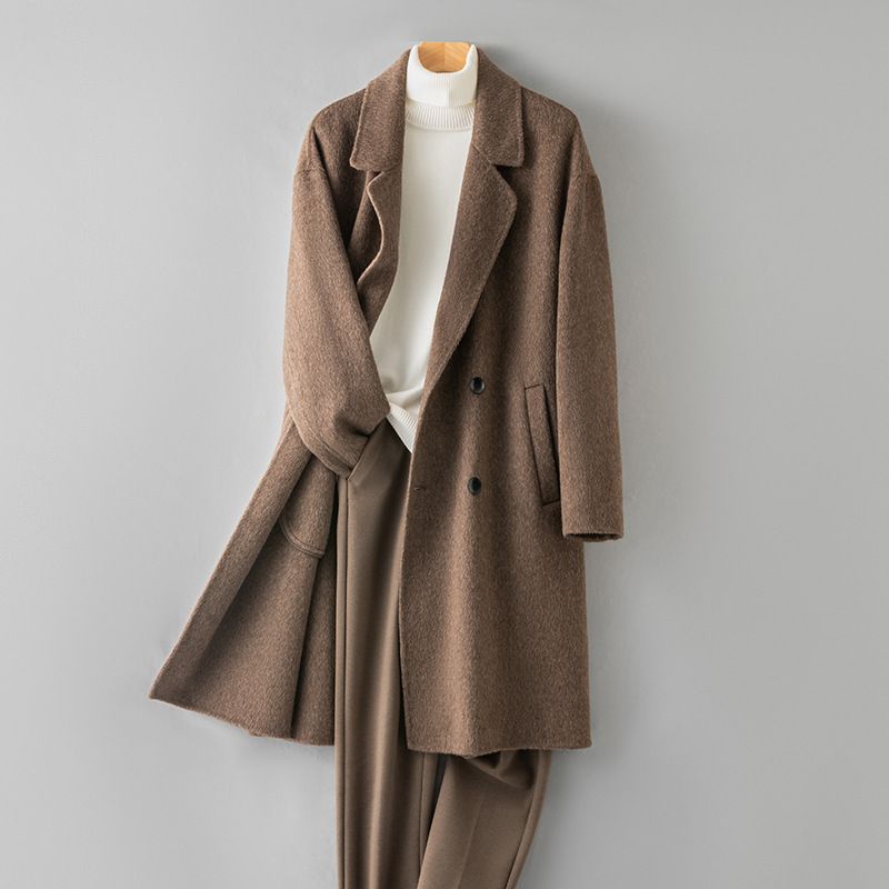 Autumn And Winter New Wool Cashmere Free Coat Long Double Faced Wool Coat Men's Woolen Coat Wholesale Black Spot_voghion.com
