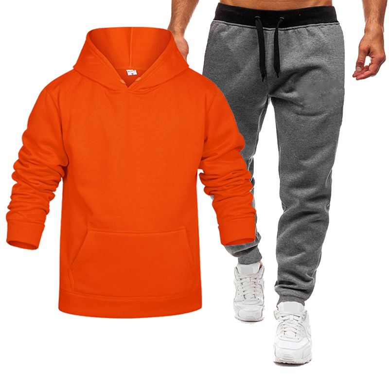 Herrenbekleidung Frühling, Herbst und Winter Herren- und Damenfreizeit Europäischer Code Blanko Einfarbiger Anzug Vlies Lockerer Pullover und Hose Zweiteiliges Set_voghion.com