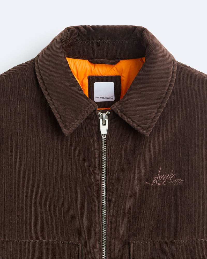 Abbigliamento uomo Giacca imbottita da uomo in velluto a coste ricamato con revers_voghion.com