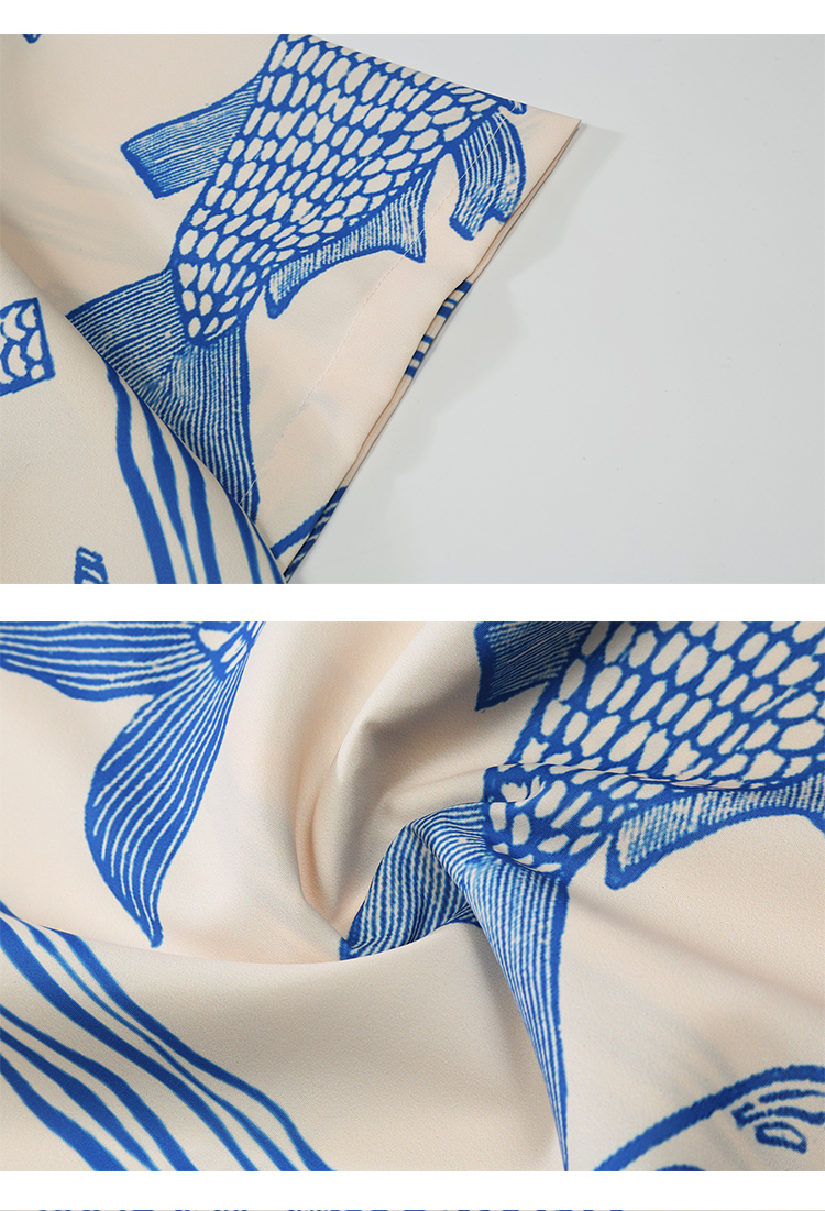 Camisas casuales personalizadas para hombre, estilo americano de gran tamaño, moda urbana de verano 2022, con estampado de peces pequeños_voghion.com