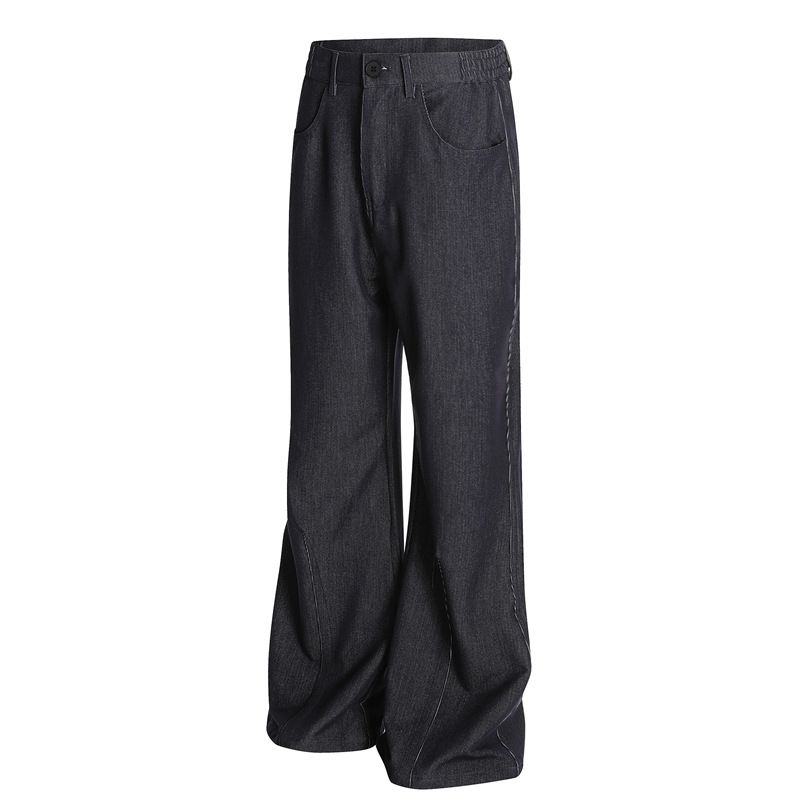 Jeans retrò vintage – Pantaloni in denim svasati da uomo con orlo grezzo e cuciture a contrasto (S-XL)_voghion.com
