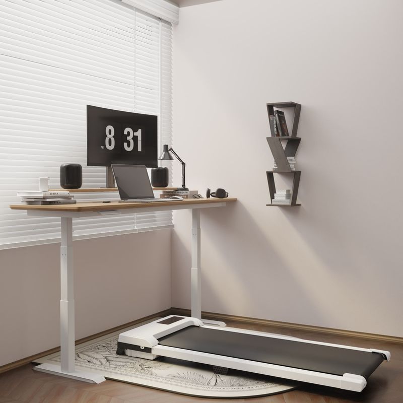 Walking Pad With Quiet 2.0 HP Brushless Motor, Countdown Modes, Spacious Running Area, 220 Lbs Weight Capacity For Home Or Office Workouts, 3 In 1 Portable Treadmill Walking, White_voghion.com