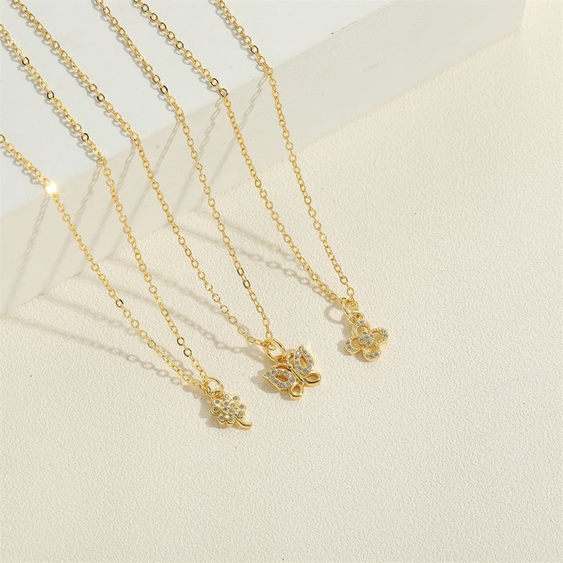 Collana girocollo in zircone con fiore a farfalla europeo e americano, indipendente, popolare, semplice, pendente a forma di goccia d'olio, con lucchetto_voghion.com